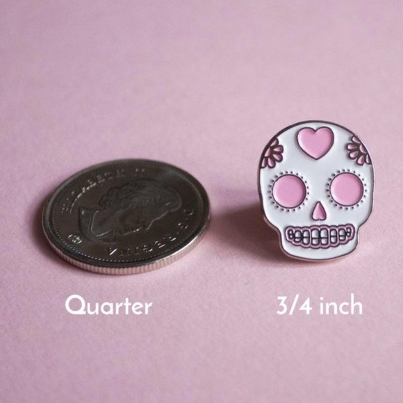 Pink Sugar Skull Enamel Pin - Picture 2 of 3
